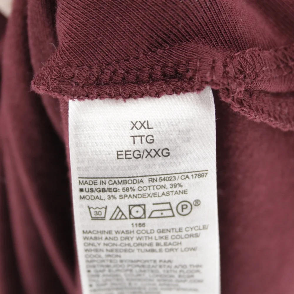 Gap Women's Burgundy Side Tie Long Sleeve Midi T-Shirt Dress Size‎ XXL